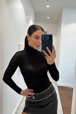 MİROR Kadın Siyah Balıkçı Yaka Kaşmir Bluz