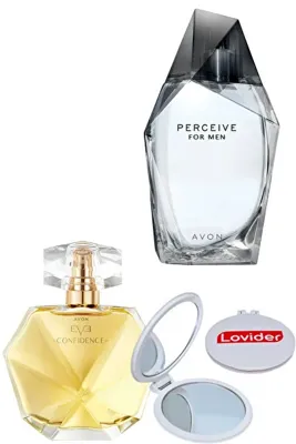 AVON Eve Confidence Kadın Parfüm EDP 50ml + Perceive Erkek Parfüm EDT 100ml + Lovider Cep Aynası