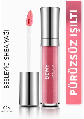 Flormar Dewy Lip Glaze Yarı Transparan Pembe Dudak Parlatıcısı Nemlendirici Etkili 026 Party Glow