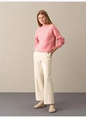 Xint Pembe Bisiklet Yaka Oversize Kazak