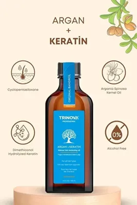 Trinova Argan Keratin Yağı & Zayıf Yıpranmış Saçlar Için Onarıcı Bakım Yağı
