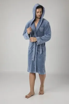 Nuşa Jeans Kot Cotton Erkek Sabahlık Bornoz