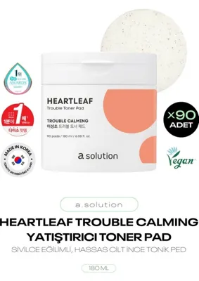 A. Solution Hassas Ciltler İçin Yatıştırıcı İnce Tonikli Ped Heartleaf Trouble Toner Pad