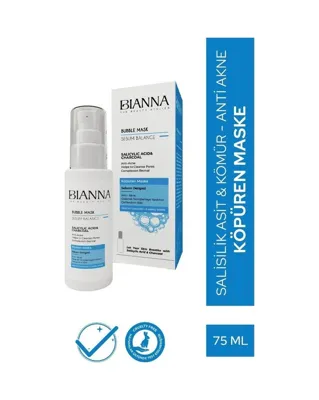 Bianna Köpüren Maske Bubble Mask Salisilik Asit&Kömür - Anti Akne Köpüren Maske - 75 ml
