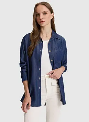 Pierre Cardin Lacivert Kadın Denim Gömlek PUNO-RINS-G