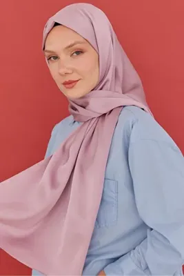 MİRSOY SCARF Kum Saten Şal Abiyelik - Pembe
