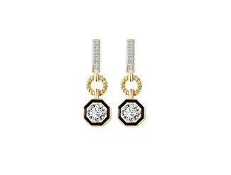 Ema Jewellery Altın Siyah Mineli Tektaş Küpe