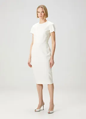 Victoria Beckham Krem Midi Elbise