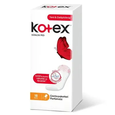 Kotex İnce Günlük Ped Deo Çanta Paketli 18 Adet