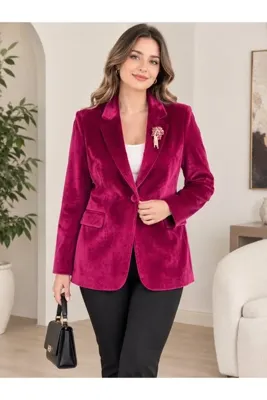 SHEGGY bordo blezer kadife ceket