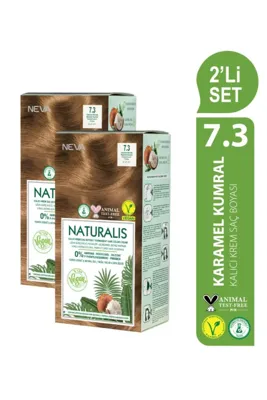 NEVA NATURALIS Amonyaksız 2'Lİ SET 7.3 KARAMEL KUMRAL Kalıcı Krem Saç Boyası Seti (VEGAN)