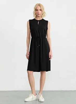 Selen Siyah Kadın Rayon Karışımlı Elbise 26YSL7784