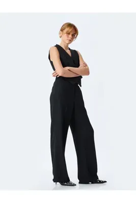 Koton Beli Lastikli Cepli Bol Paça Kumaş Pantolon