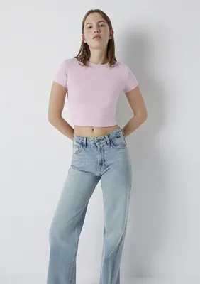 Mavi Pembe Basic Crop Tişört