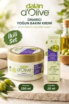 Dalan D'Olive Onarıcı Yoğun Bakım Kremi Kavanoz 250 ml + Cep Boy 20 ml ikili Set