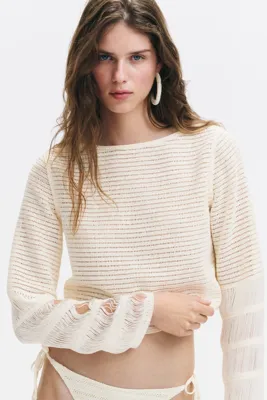 H&M Tığ İşi Görünümlü ve Kayık Yakalı Üst
