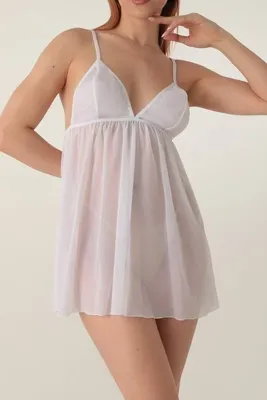 ZENCHES Sabit Askılı Transparan Mini Gecelik