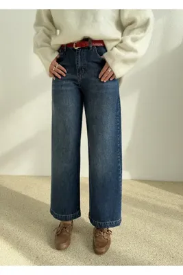 MODA AKSA 1223 KIRMIZI KEMERLİ DÖKÜMLÜ PANTOLON