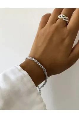 Genel Markalar Gümüş Renk Burgu Unisex Çelik Bileklik