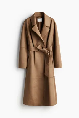 H&M Tüylü ve Kuşaklı Kaban