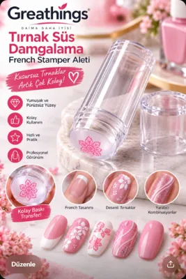 Greathings Tırnak Süs Damgalama French Stamper Aleti Nail Art Baskı ve French Manikür Aparatı