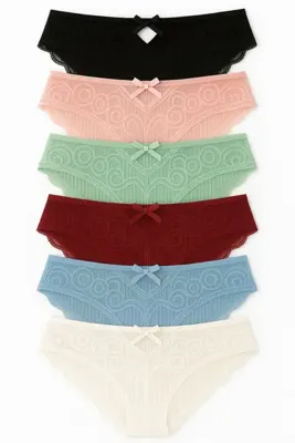 MAVİ QUMSAL Ön V Dantelli Arka Delikli Ribana Bikini 6'lı Set LXL le de yeşil ve bordo bitiginde karma rek gelecek bilginize efendim