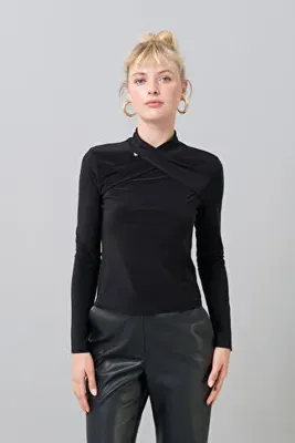Roman Düğüm Görünümlü Bluz Siyah K2523006_001