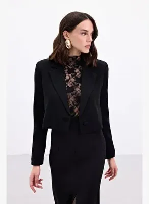 Sateen Luna Kısa Ceket - Siyah