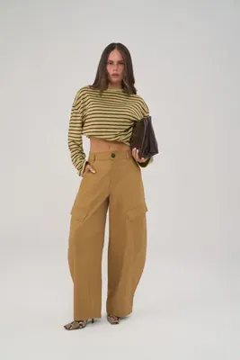 MAI STUDIOS CO. Saga Kargo Cepli Camel Pantolon