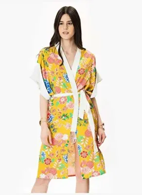 Roman Belden Bağlamalı Floral Desenli Kimono Standart Renk Y1716027_089