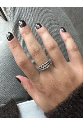 ringbox Gümüş Renk 3 Sıra Taşlı Yüzük