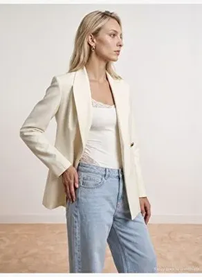 Dilvin 60814 Gold Düğmeli Blazer