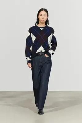 Massimo Dutti %100 yün, baklava desenli triko kazak