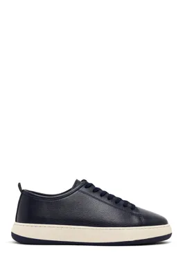 Derimod Erkek Lacivert Bağcıklı Kalın Tabanlı Deri Sneaker