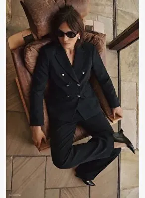 Sateen Düğmeli Klasik Ceket - Siyah