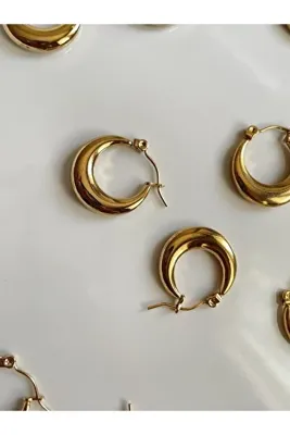 Lavian Accessories Çelik Kararmaz Gold Renk Halka Küpe