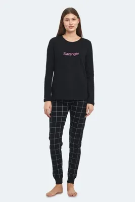 Slazenger PAOLINA IN Kadın Pamuklu Siyah / Fuşya Pijama