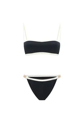 Bia Swimwear Luna Black Bia Logolu Çift Renk Straplez Kadın Bikini Takımı