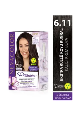 Nevacolor Premium 6.11 EKSTRA KÜLLÜ KOYU KUMRAL Kalıcı Krem Saç Boyası Seti