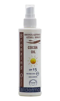 Alldermo Kakao Yağı Özlü SPF 15 Bronzlaştırıcı Güneş Spreyi 200 ML