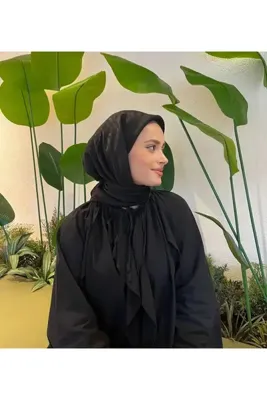 Rise Scarf Halka Desen Pamuk Jakar Eşarp Siyah