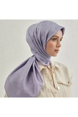 ARMİNE Mor Modern Floş Pamuk Eşarp Şık Eşarp