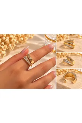 Genel Markalar Gold Işıltılı Ayarlanabilir Yüzük
