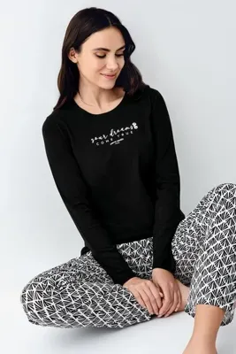 Pierre Cardin Kadın Kışlık Regular Fit Siyah Pijama Takımı PC9068-S-V1