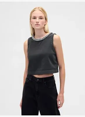 GAP Jewel-Neck Shell Tank Bluz 