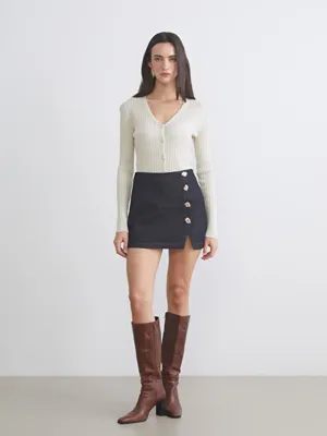 LCW Vision Dar Fit Jean Şort Etek