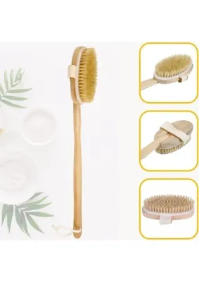 Buffer Ahşap Banyo Fırçası Doğal At Kılı 1 Adet Sıkılaştırıcı Etki ile Vücut Bakımı İçin Tasarlandı