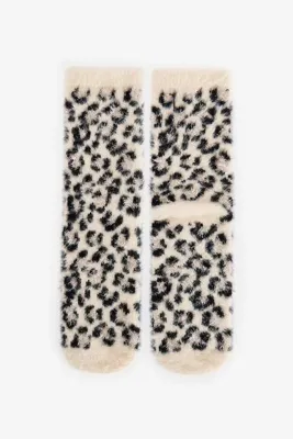 Penti Bej Leopar Soket Çorap
