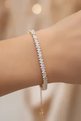 XUPING JEWELRY Altın Kaplamalı Zirkon Taşlı Su Yolu Bileklik