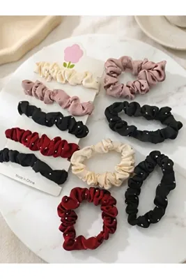 GÜLPEŞE 5 Adet Üzeri Taşlı Sert Saç Lastik Tokası Bağlama Tokası Glpş-989